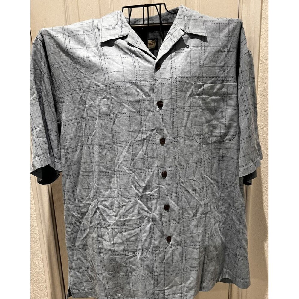 Porcini Mens Camp Shirt 100% Silk Sky Blue  Size XXL New with Tag
